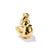 Gold duck-shaped pendant on a white background