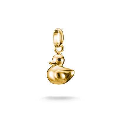 Gold duck-shaped pendant on a white background