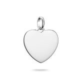 Silver heart-shaped pendant on a white background