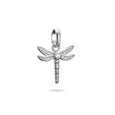 Silver dragonfly pendant on a white background