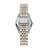 a close back view of DKNY Nolita Midi Women's Watch – Green Dial & Two-Tone Stainless Steel Bracelet