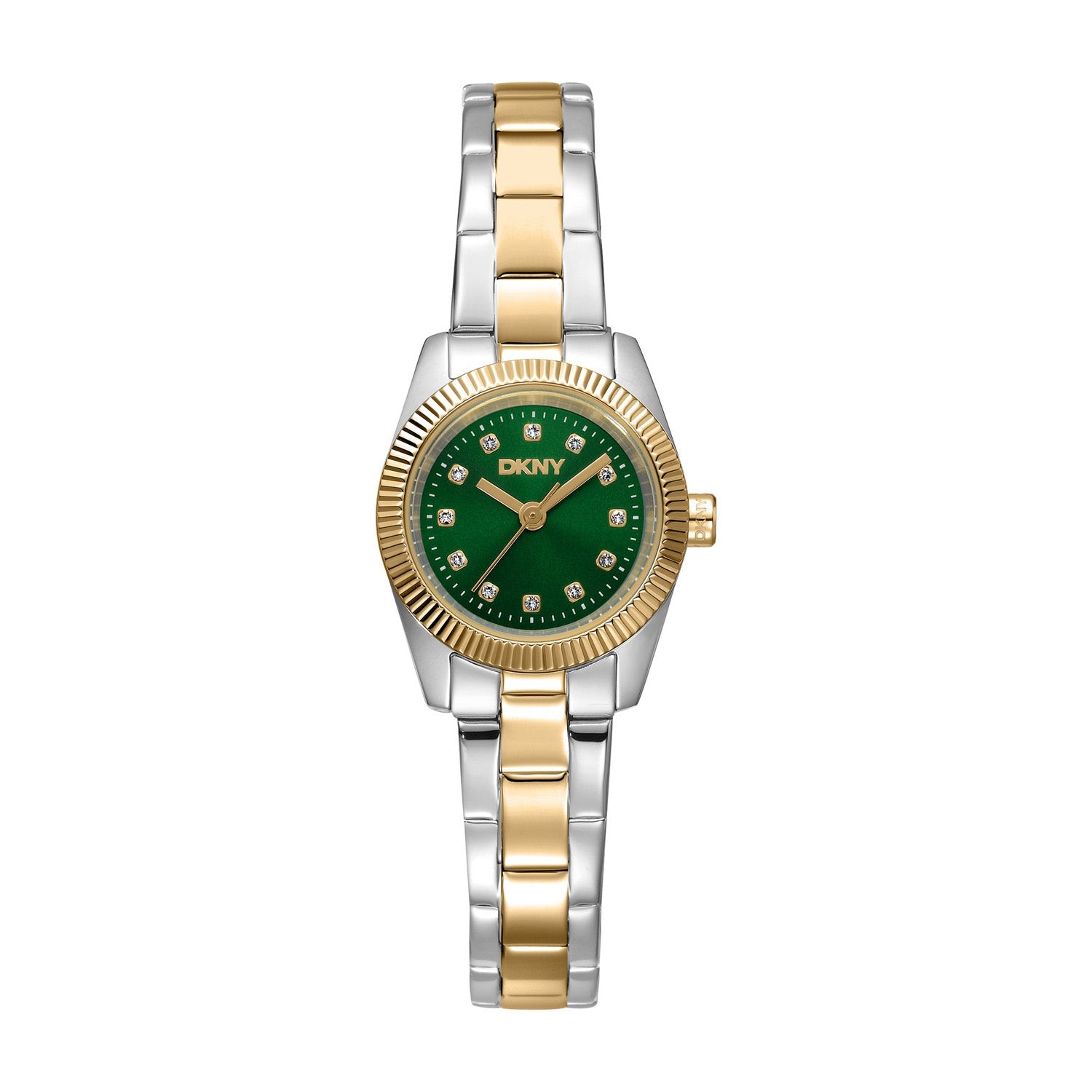 DKNY Mini Watch with Green Dial and Two Tone Bracelet 23mm DK1L125M0055