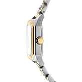 a side view of DKNY Signature Shape Women's Watch – Green Dial & Two-Tone Stainless Steel Bracelet