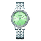 Citizen Ladies Green Dial Crystal Watch EL3100-55X