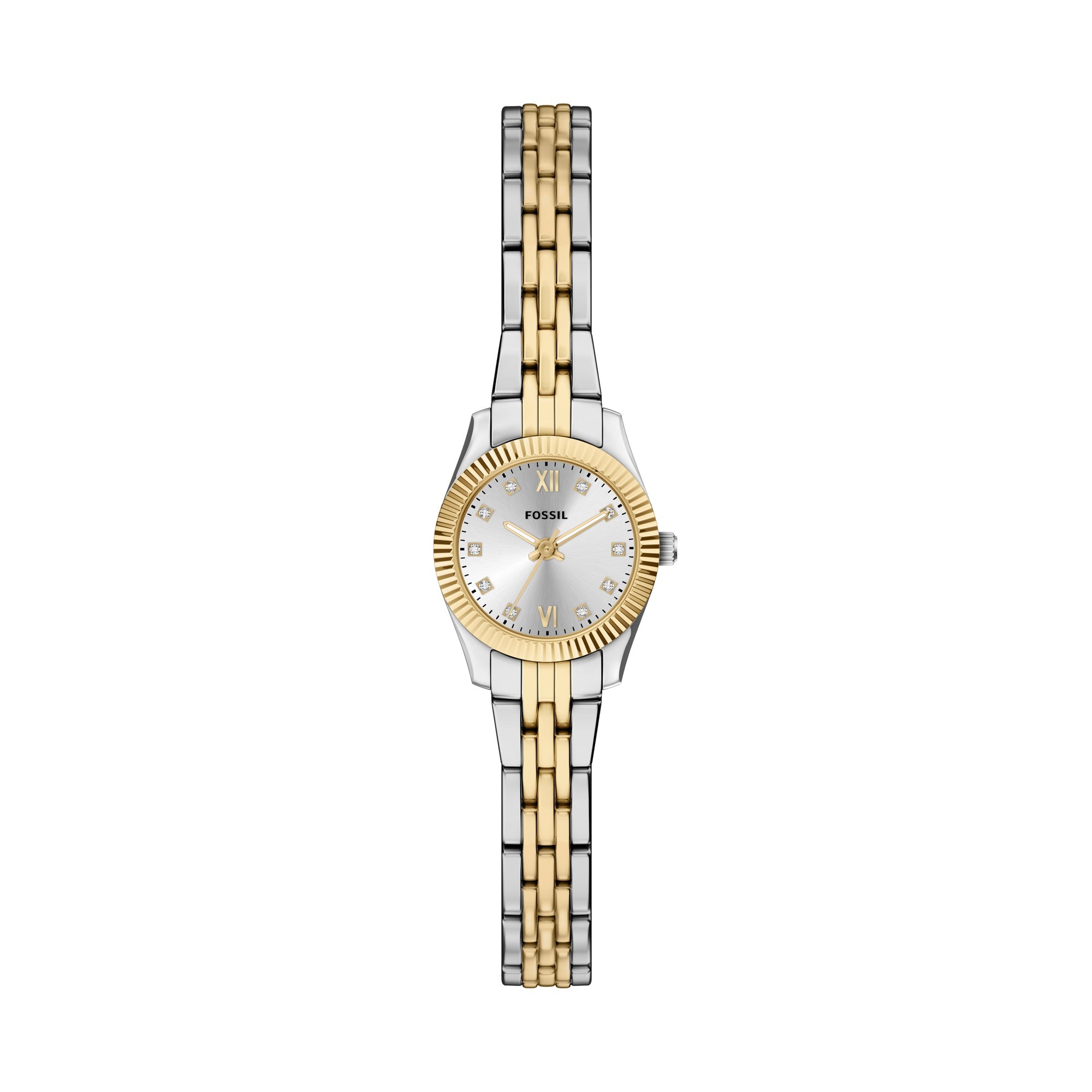 Fossil Two Tone Silver Dial Watch ES5473