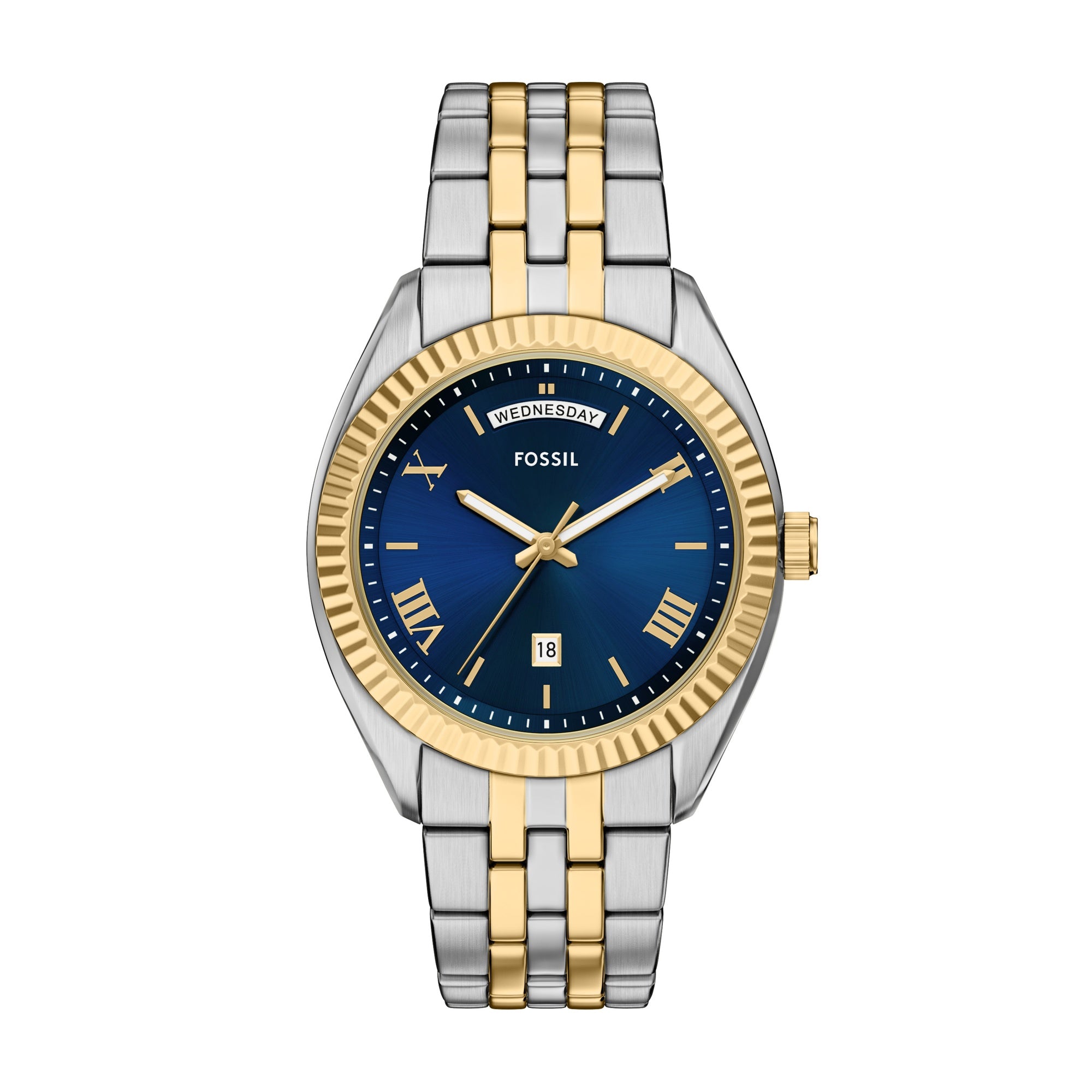 Fossil Campbell Two Tone Blue Dial Watch FS6141