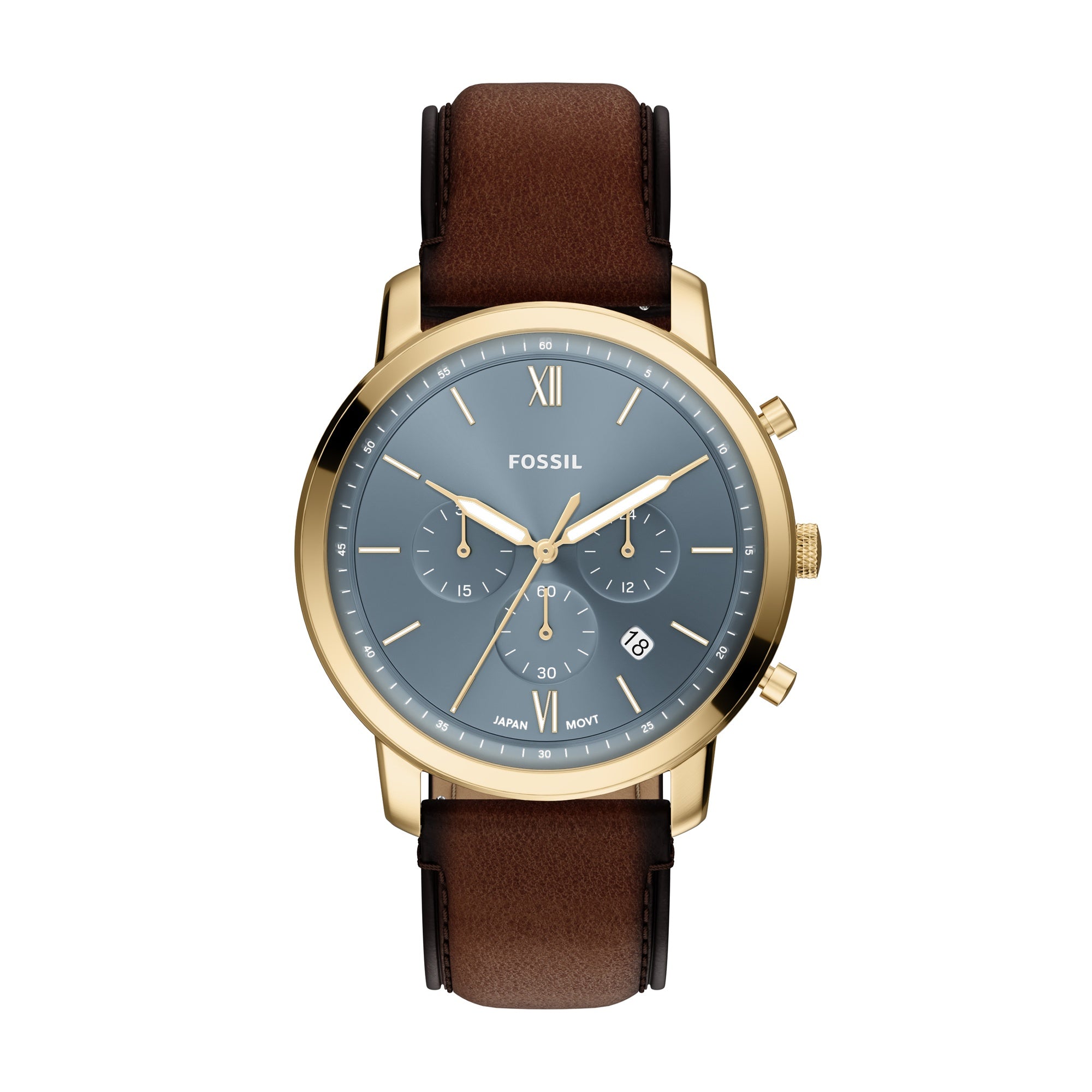 Fossil Neutra Blue Dial Leather Chronograph Watch FS6162