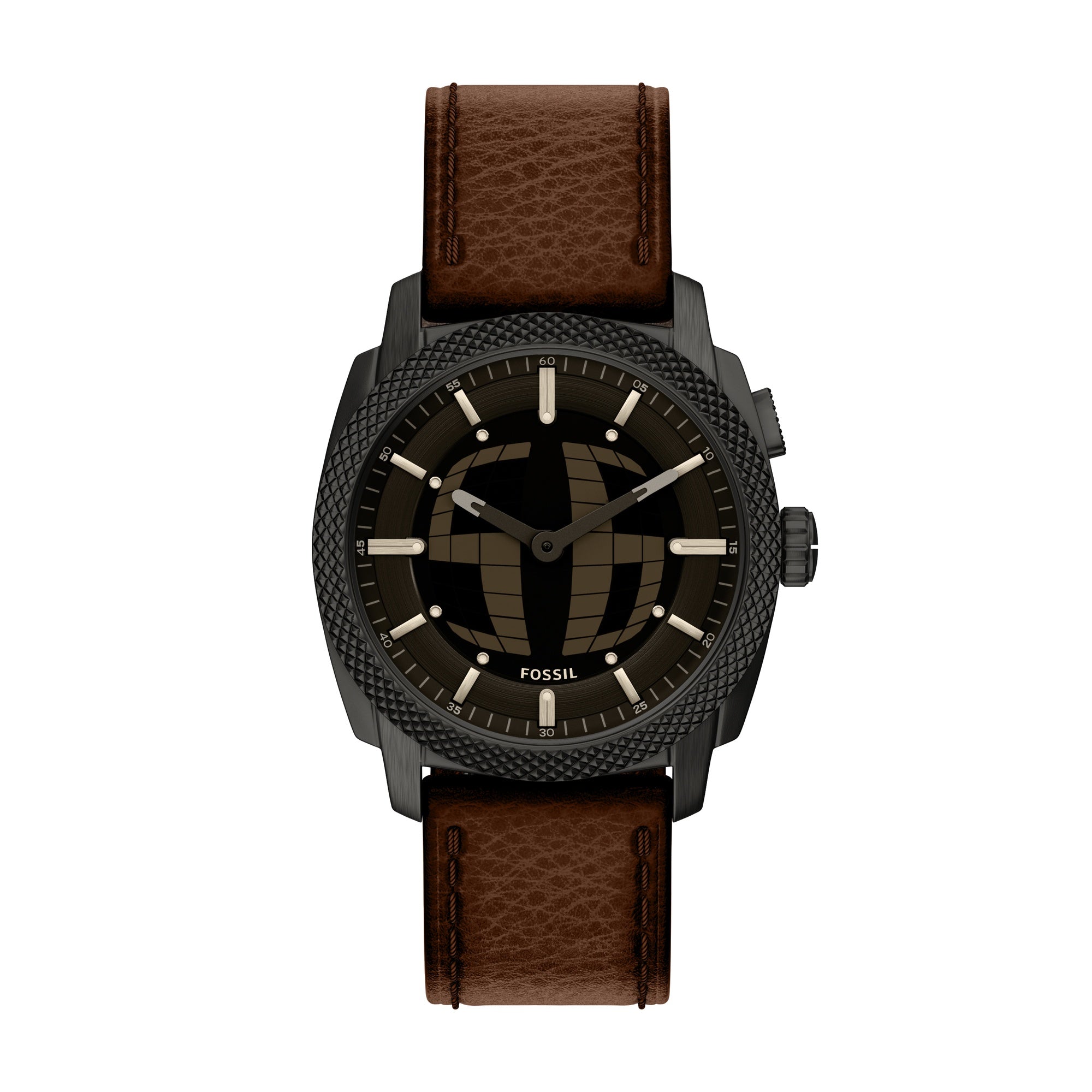 Fossil Machine Big Tic Brown Leather Watch FS6165