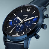 Fossil Neutra Navy Leather Chronograph Watch FS6168