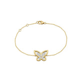 Gold Plated Sterling Silver Round Cut 0.20 Carat tw Lab Grown Diamond Butterfly Bracelet
