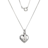 Sterling Silver Heart 40cm Locket & Initial J Children's Pendant