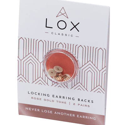 LOX Secure Earring Backs 2 Pair Pack Rose Gold Tone
