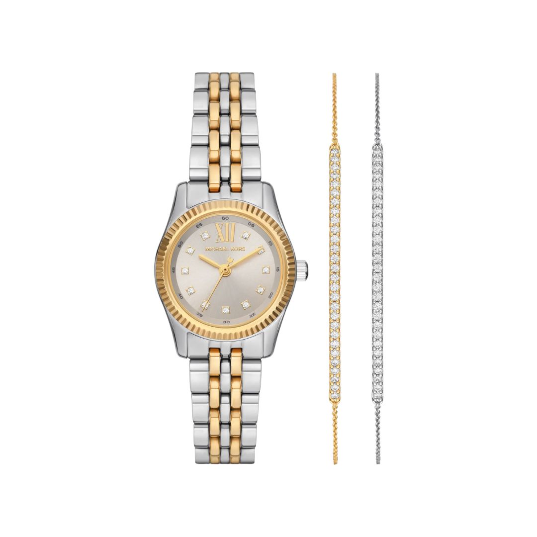 Michael Kors Lexington Three-Hand Two-Tone Stainless Steel Watch and Bracelets Gift Set MK4815SET