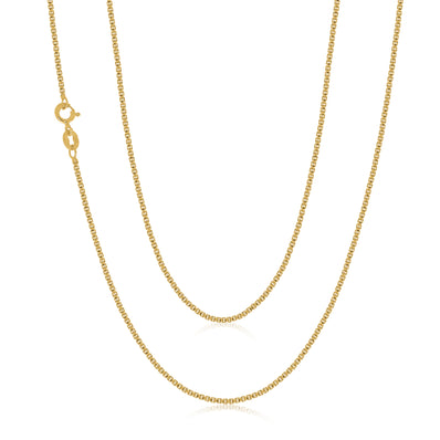 9ct Yellow Gold Silver Filled 50cm Box Chain