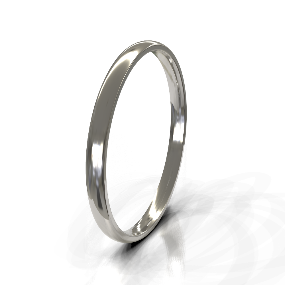 9ct White Gold 2.0mm Plain Band