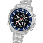A close view of Lorus Men's Silver Digital Analogue Sports Watch RW665AX-9