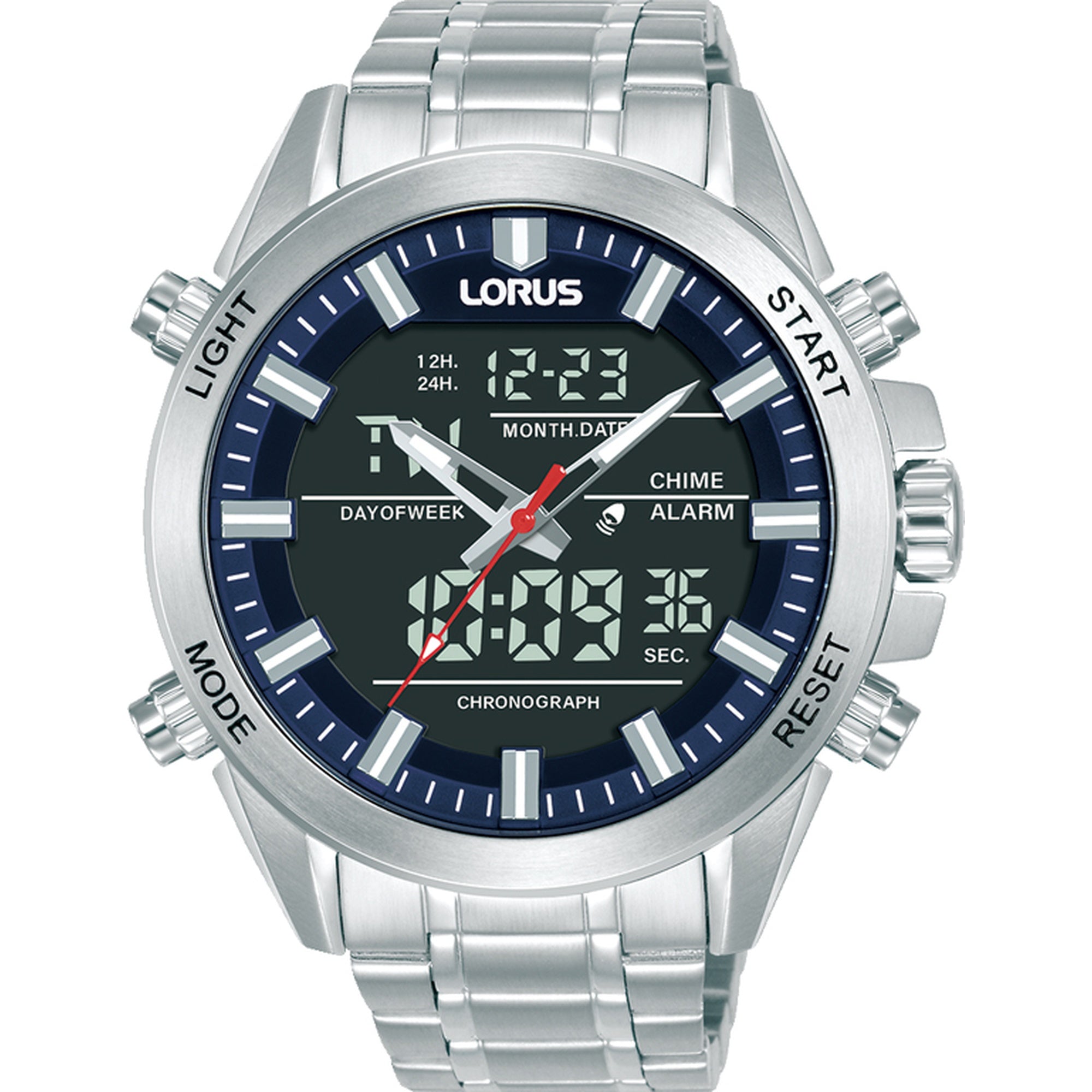 Lorus Men's Silver Digital Analogue Sports Watch RW665AX-9