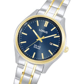 A close view of Lorus Men's Two Tone Solar Sports Watch RX392AX-9