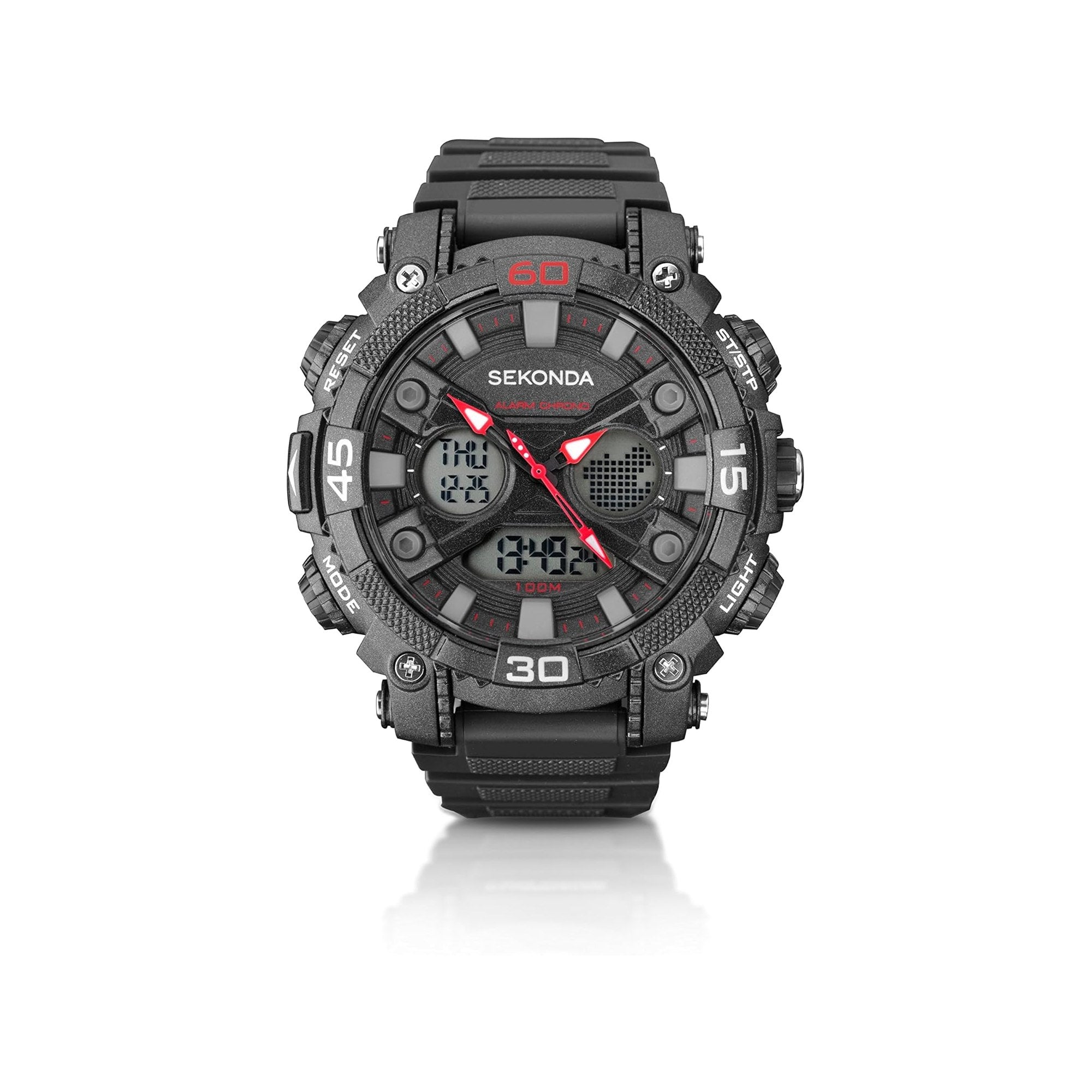 Sekonda Analogue Digital Sports Watch in Black with 100m Water Resistance 55mm SK1036