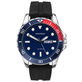 Sekonda Analogue Watch with Blue Dial and Black Rubber Strap 43mm SK1580