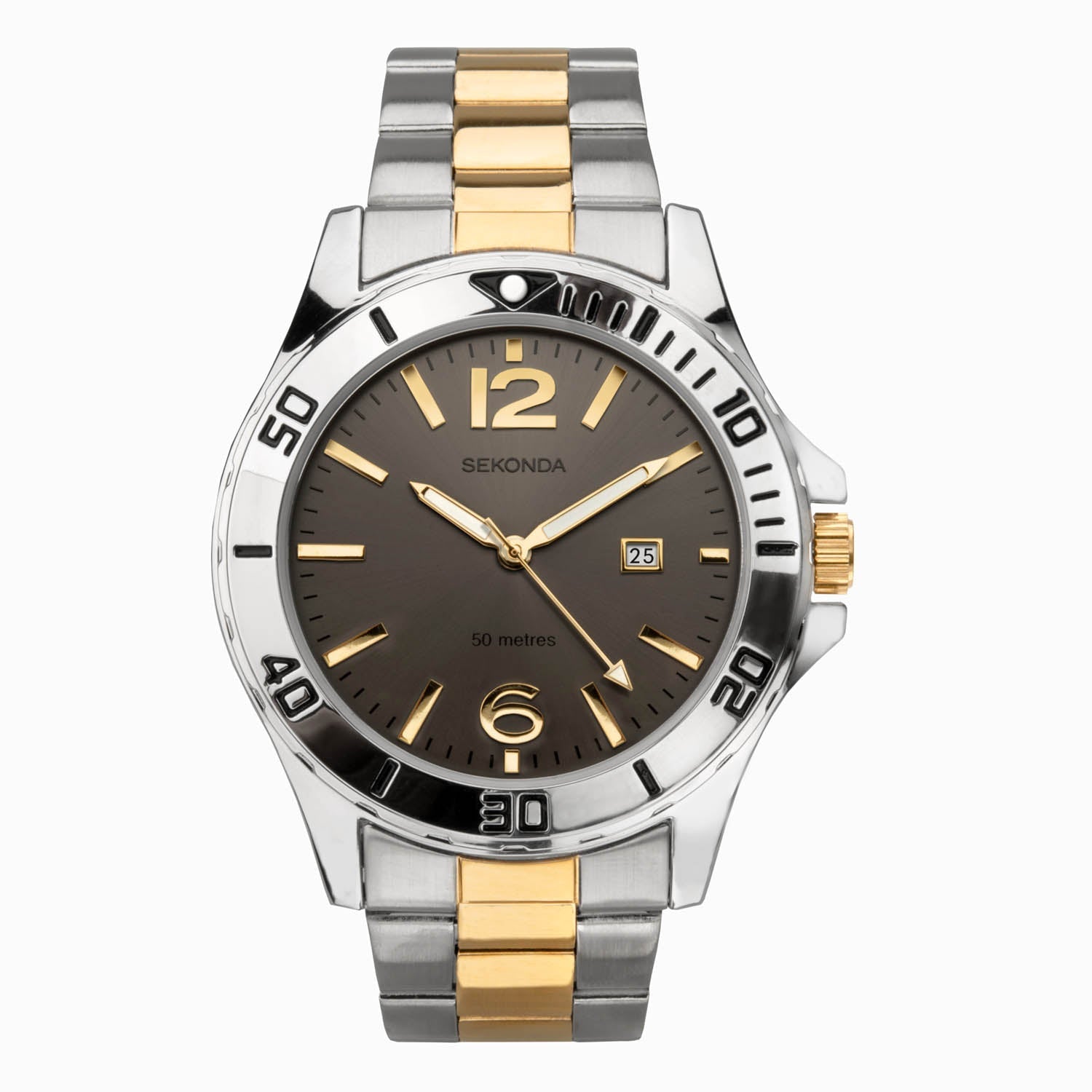 Sekonda Analogue Watch with Grey Dial and Two Tone Bracelet 46mm SK1916