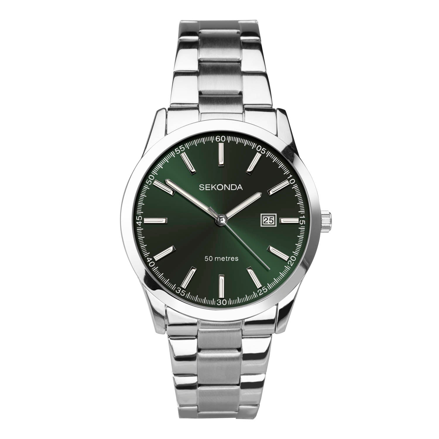 Sekonda Analogue Watch with Green Dial and Stainless Steel Bracelet 43mm SK1946