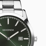 Sekonda Analogue Watch with Green Dial and Stainless Steel Bracelet 43mm SK1946
