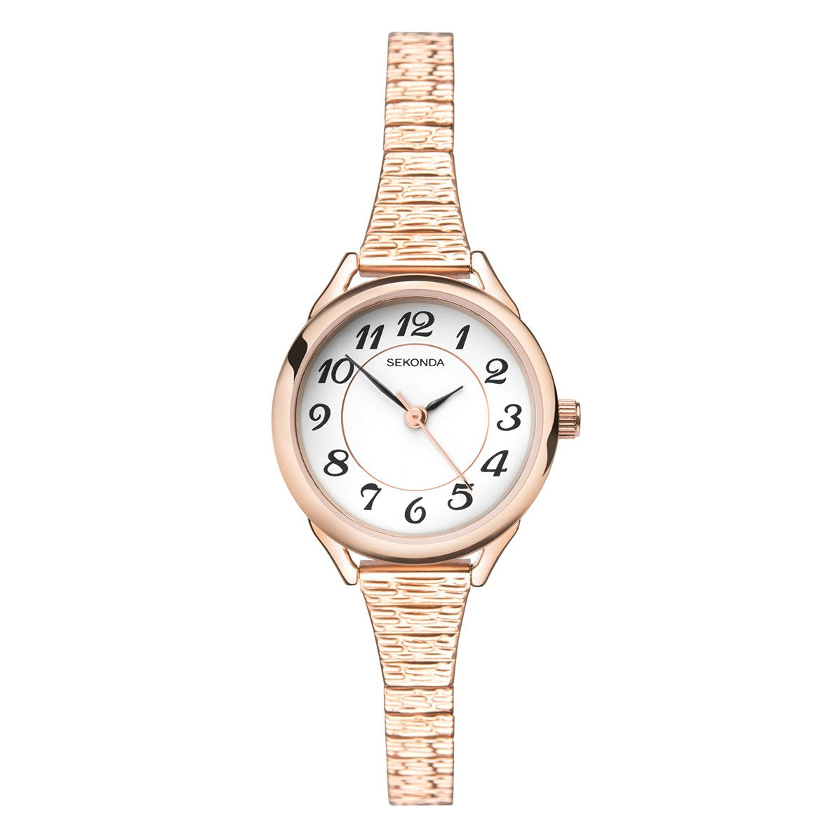 Sekonda Ladies Analogue Watch with White Dial and Rose Gold Tone Bracelet 26mm SK2639