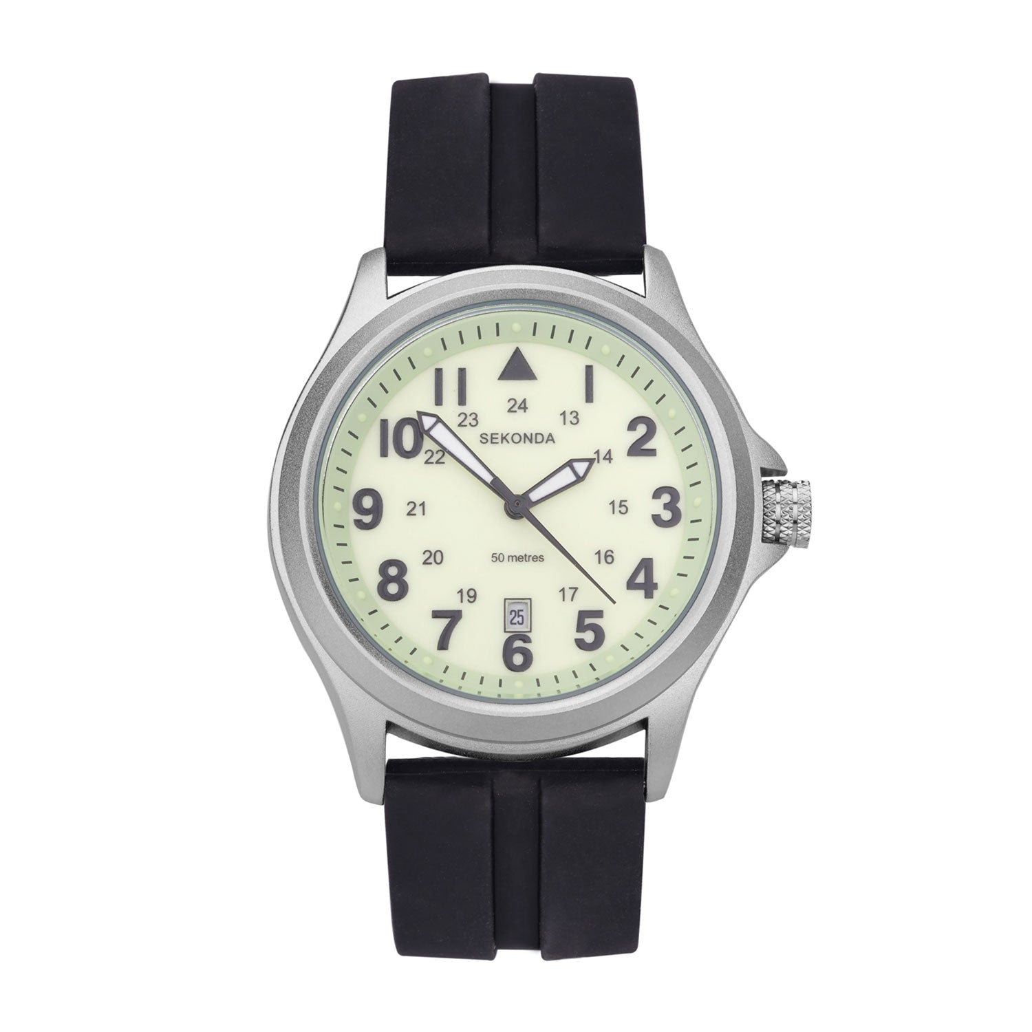 Sekonda Sport Analogue Watch with Green Dial and Black Rubber Strap 43mm SK30093