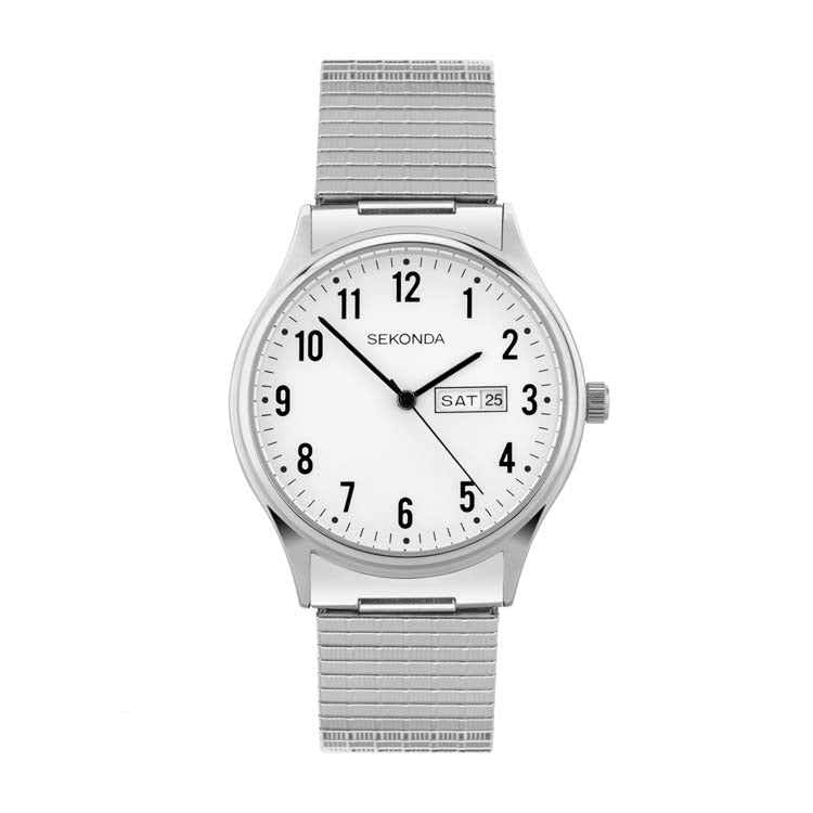 Sekonda Analogue Watch with White Dial and Silver Tone Bracelet 36mm SK30122
