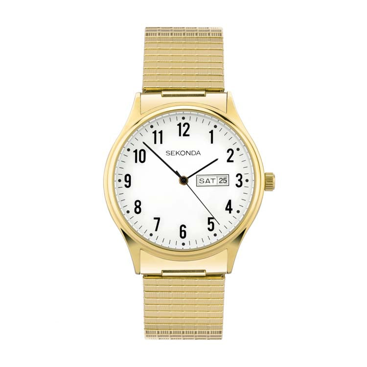 Sekonda Analogue Watch with White Dial and Gold Tone Bracelet 36mm SK30124