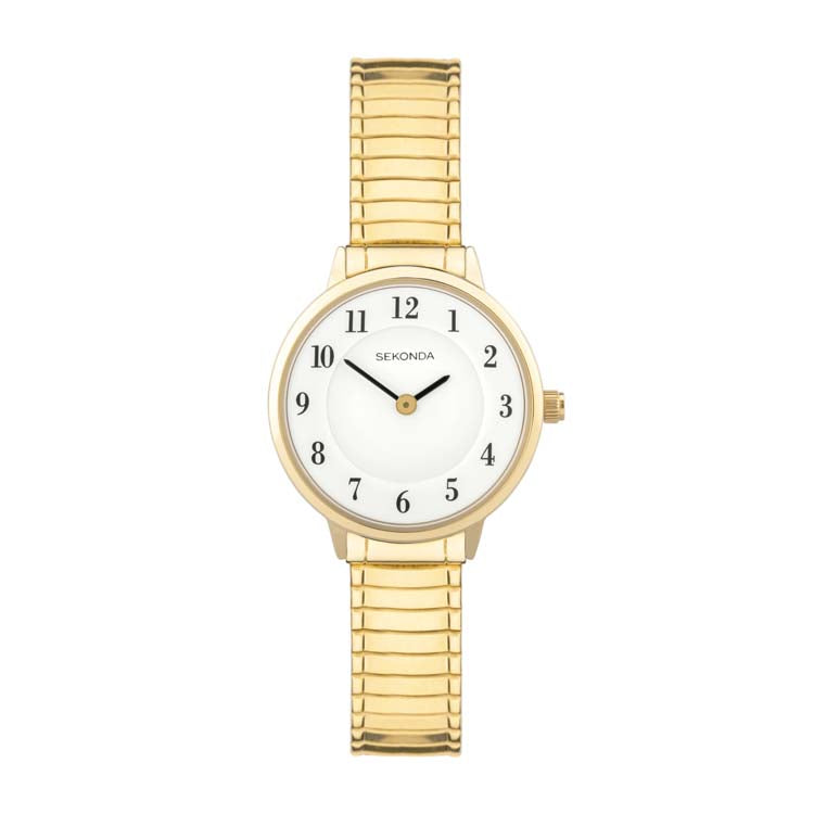 Sekonda Ladies Analogue Watch with White Dial and Gold Tone Bracelet 28mm SK30132