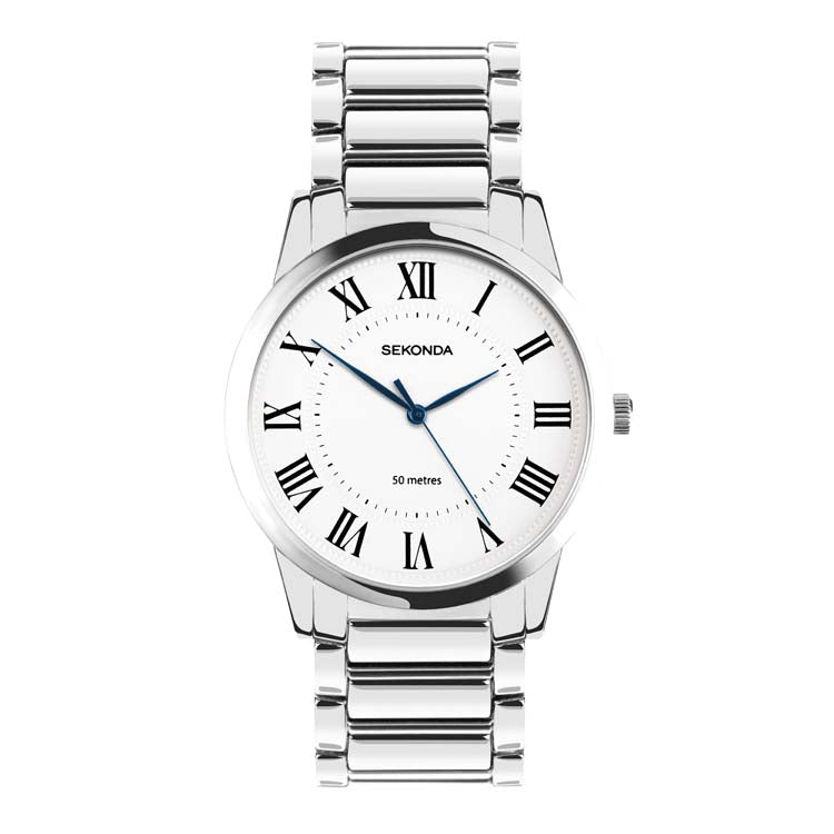Sekonda Analogue Watch with White Dial and Silver Tone Bracelet 40mm SK30246
