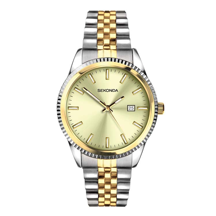 Sekonda Analogue Watch with Champagne Dial and Two Tone Bracelet 40mm SK30259