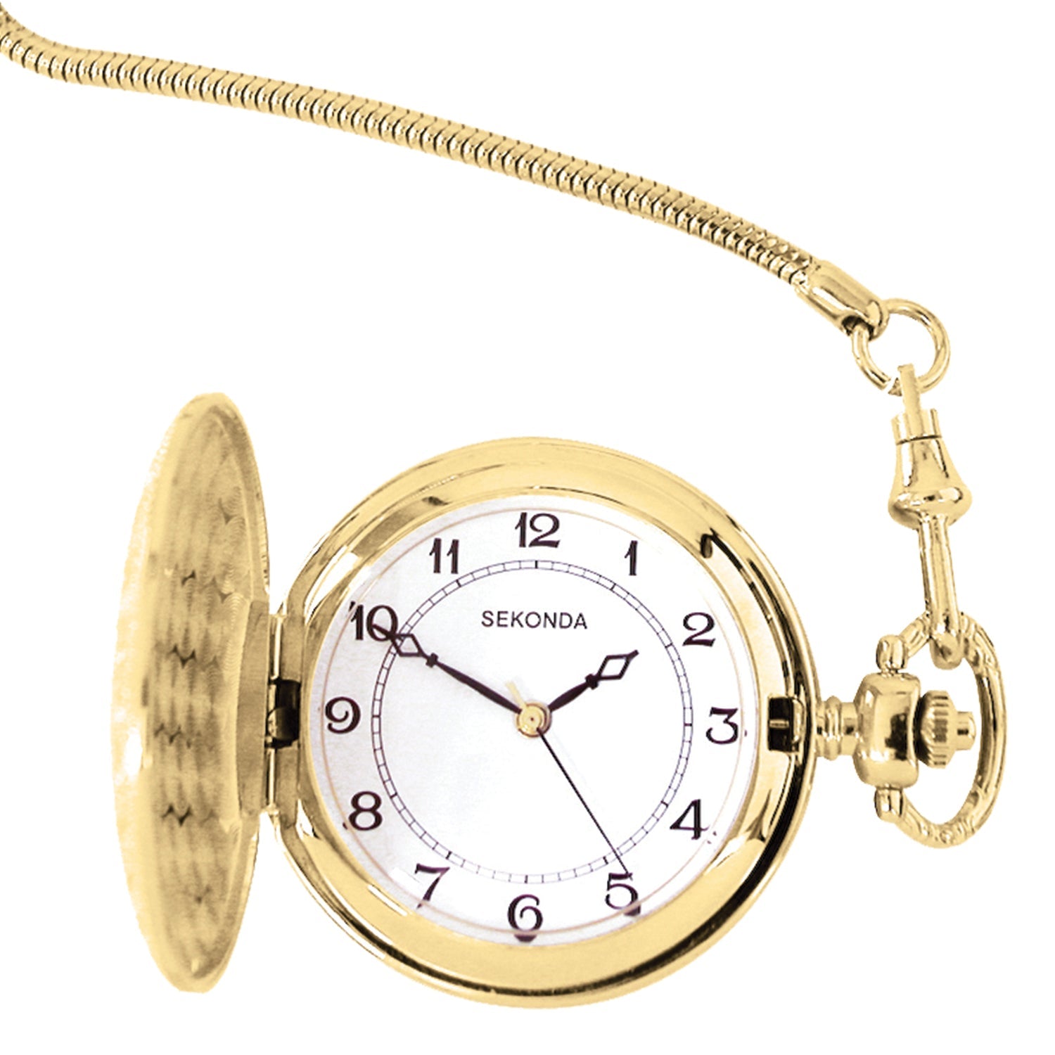 Sekonda Pocket Watch in Gold Tone with White Dial and Clip 42mm SK3799