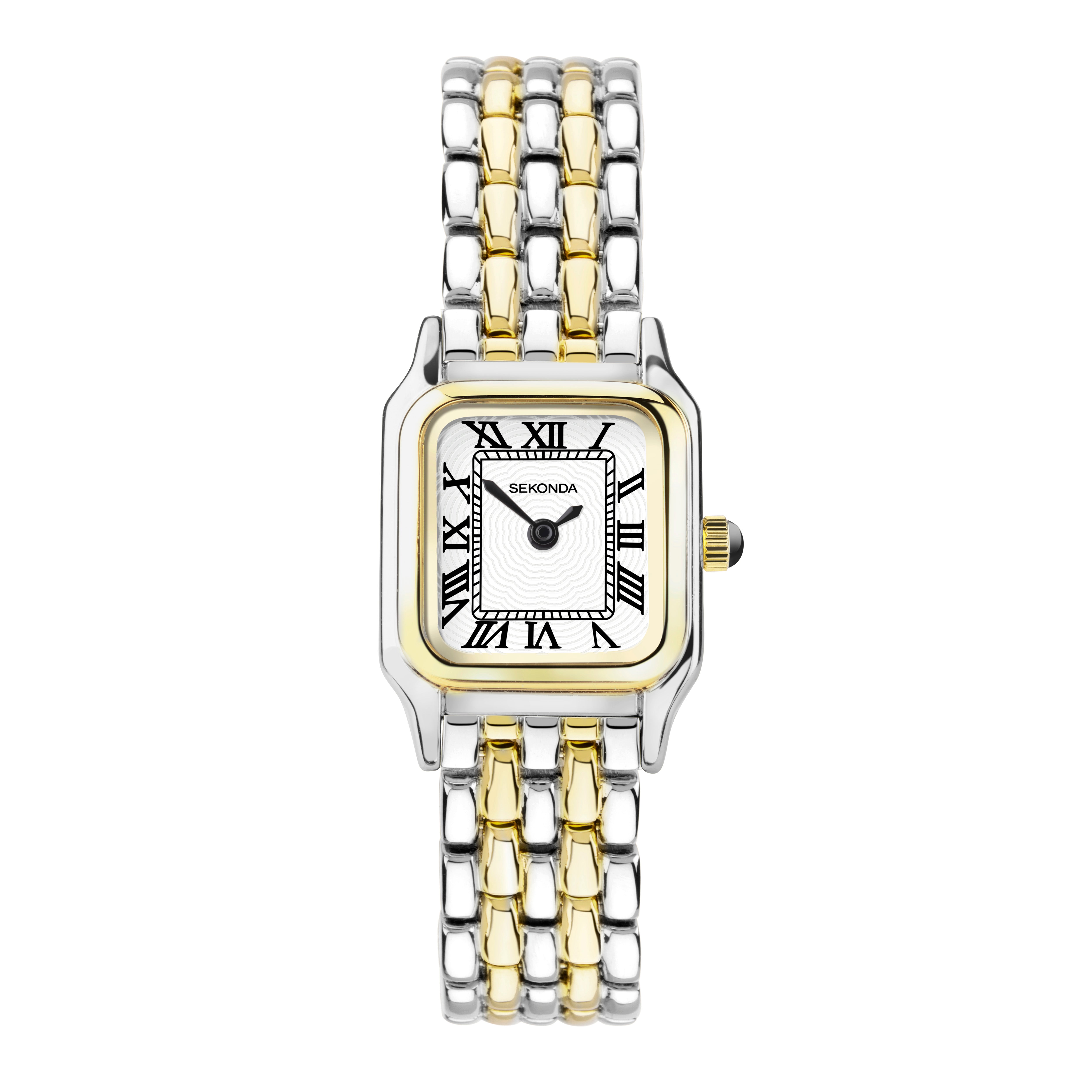 Sekonda Ladies Analogue Watch with White Dial and Two Tone Bracelet 20mm SK40125