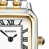 A close view of Sekonda Ladies Analogue Watch with White Dial and Two Tone Bracelet 20mm SK40125