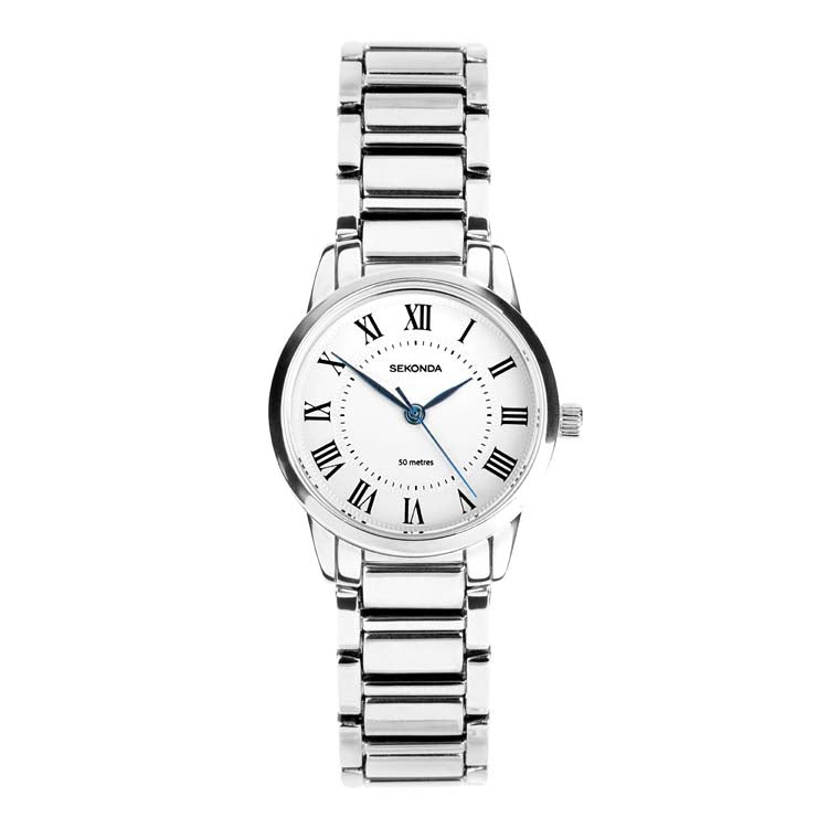 Sekonda Analogue Watch with White Dial and Silver Tone Bracelet 28mm SK40680