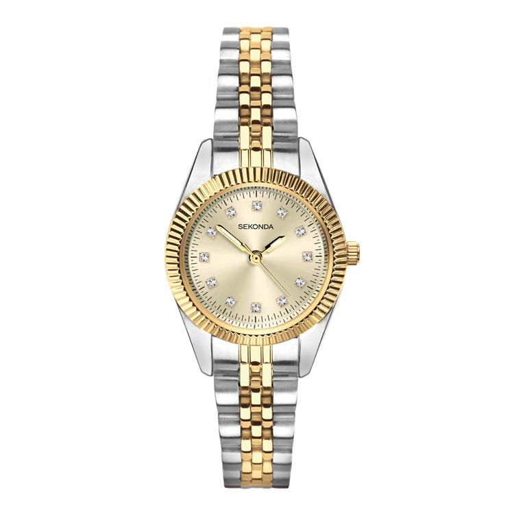 Sekonda Analogue Watch with Champagne Dial and Two Tone Bracelet 26mm SK40690