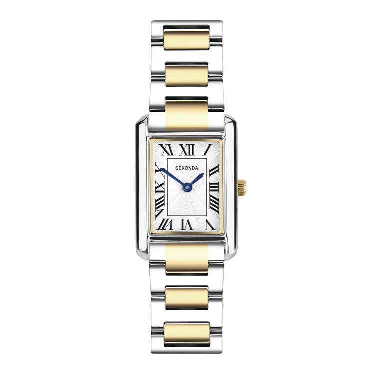 Sekonda Ladies Analogue Watch with White Dial and Two Tone Bracelet 22mm SK40693
