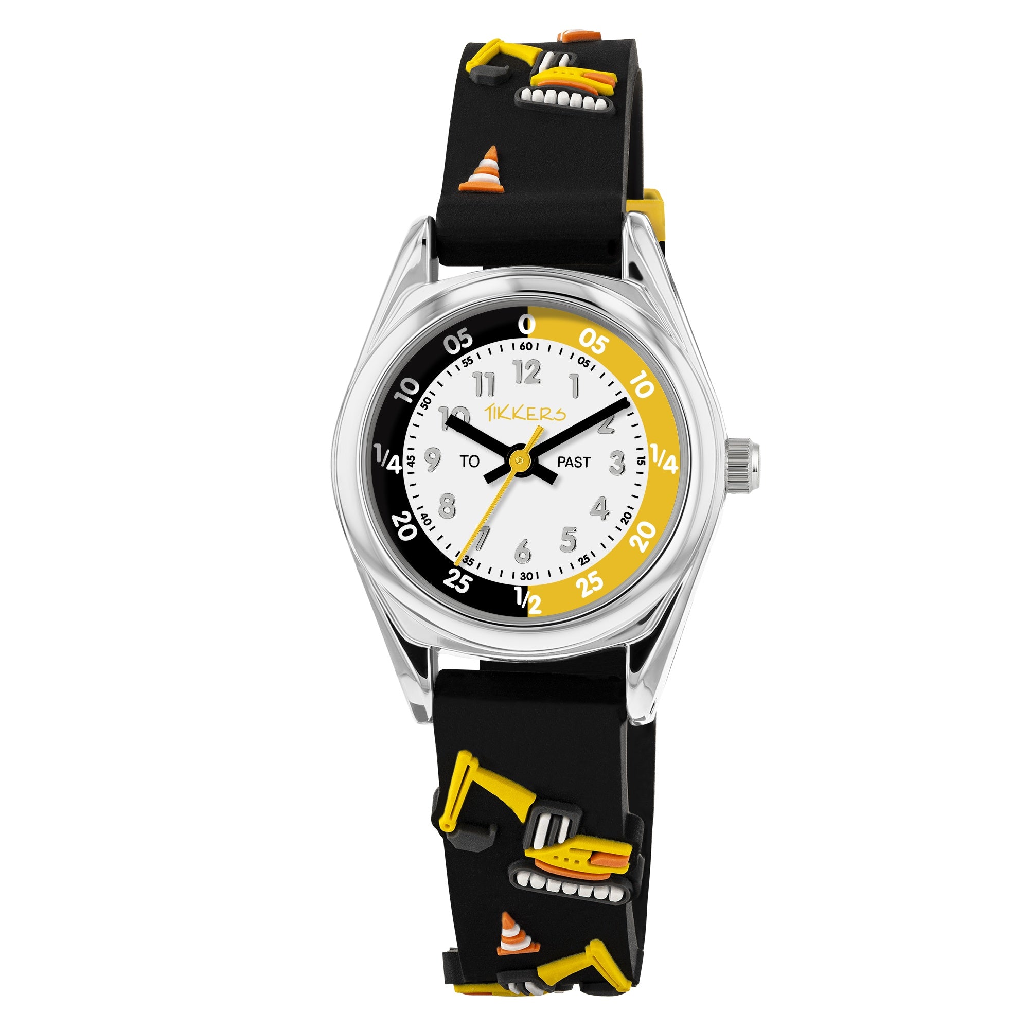 Tikkers Black 3D Digger Kids Time Teacher Watch TK0213