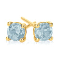 9ct Yellow Gold Round 4mm Aquamarine Stud Earrings