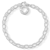 Silver chain bracelet with Thomas Sabo logo on a white background
