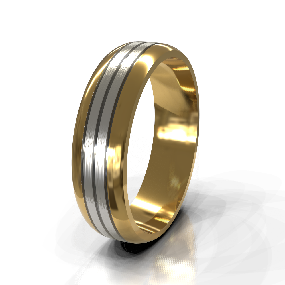 9ct White Gold 6.0mm Multi-Tone Band