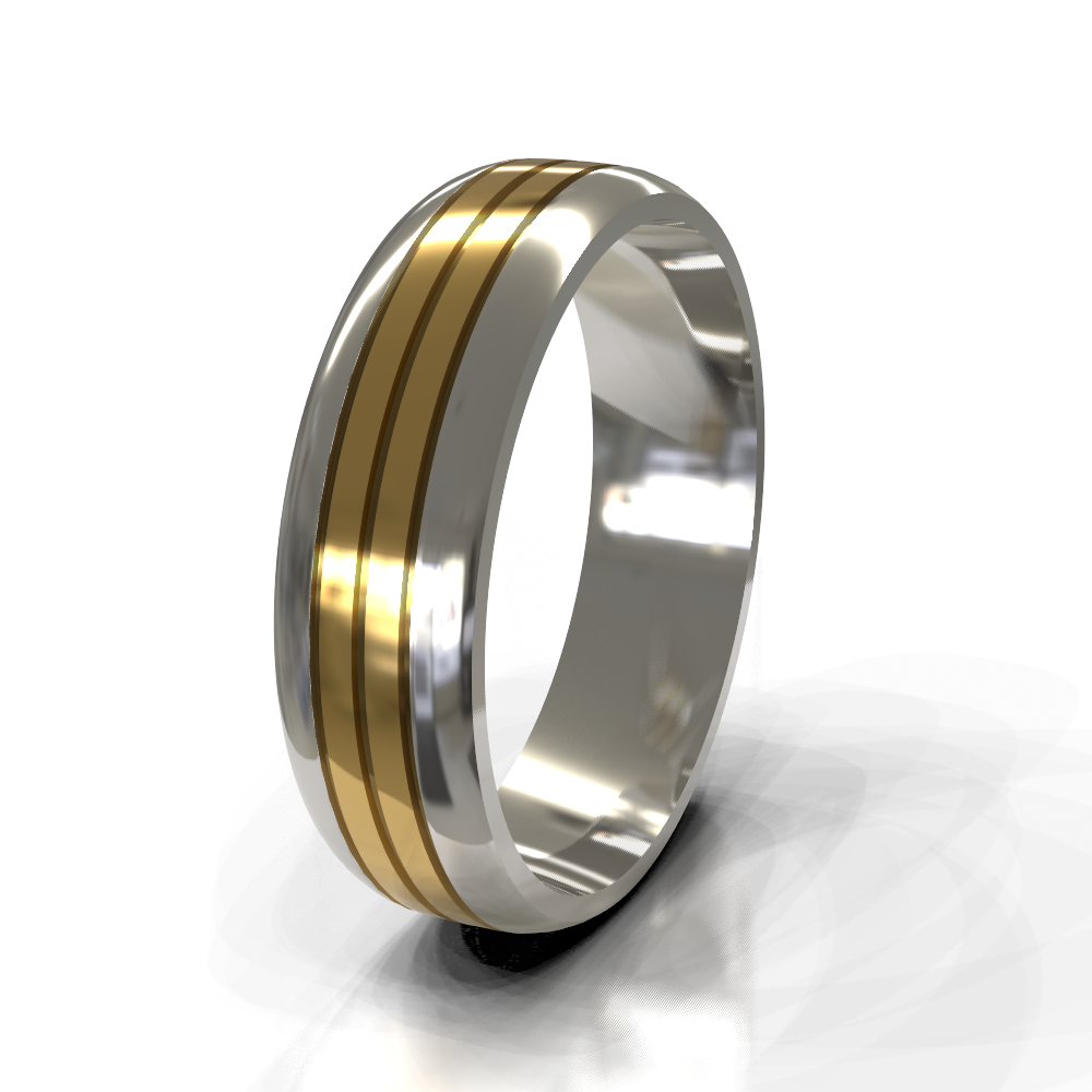 18ct Yellow Gold 6.0mm Multi-Tone Band