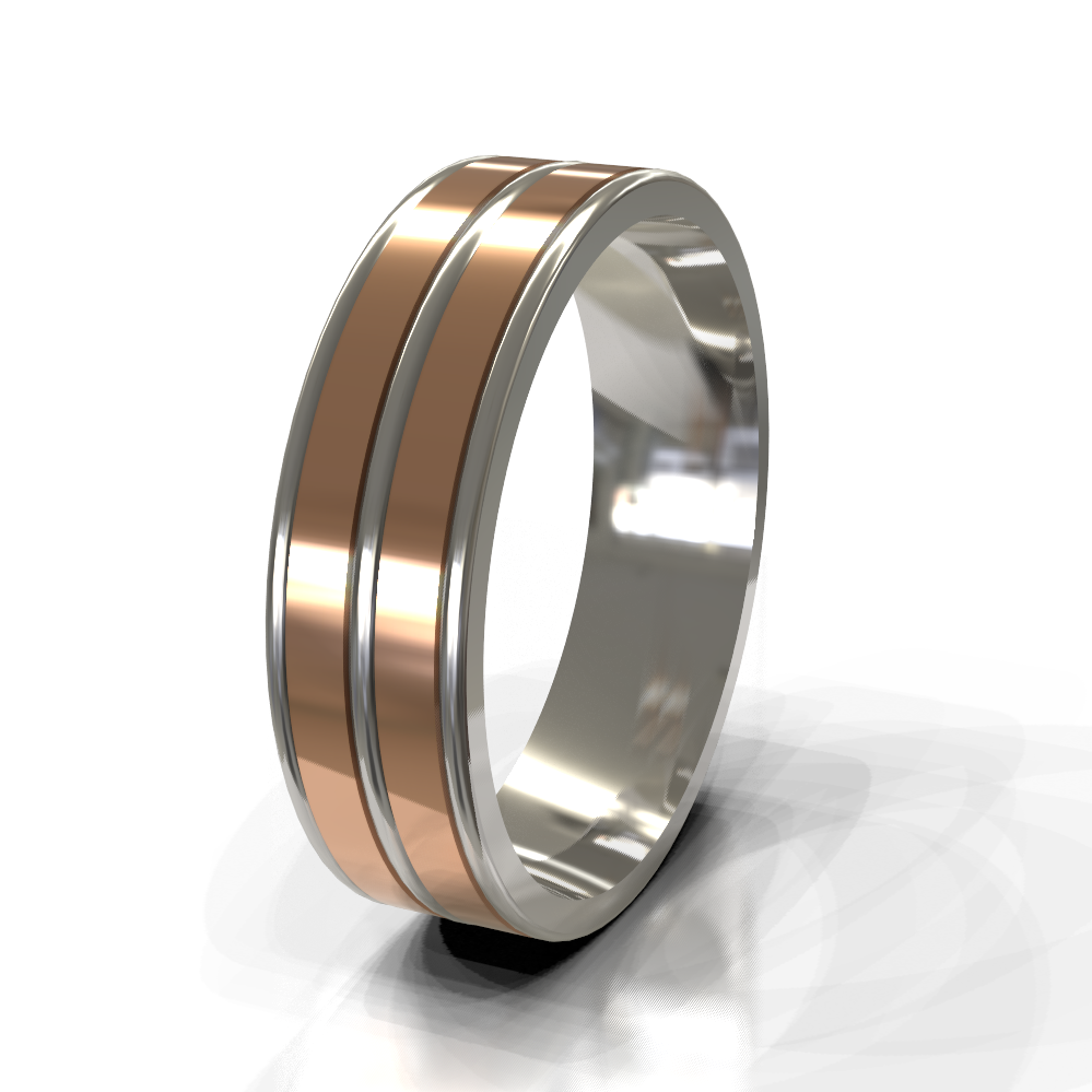 9ct White Gold 8.0mm Multi-Tone Band