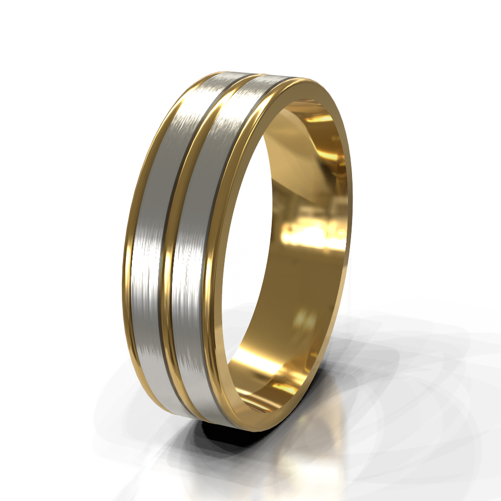 9ct Yellow Gold 6.0mm Multi-Tone Band