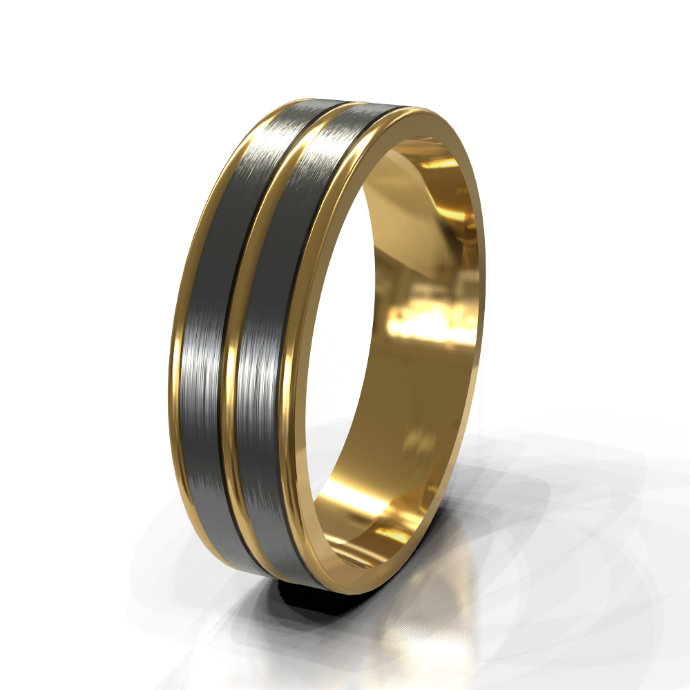 9ct Yellow Gold 8.0mm Multi-Tone Band