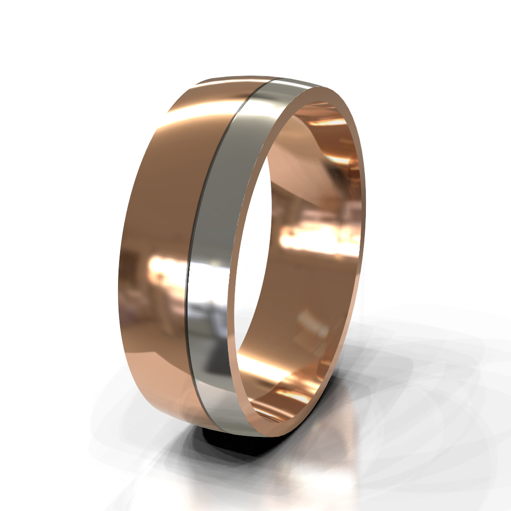 18ct Rose Gold 8.0mm Multi-Tone Band