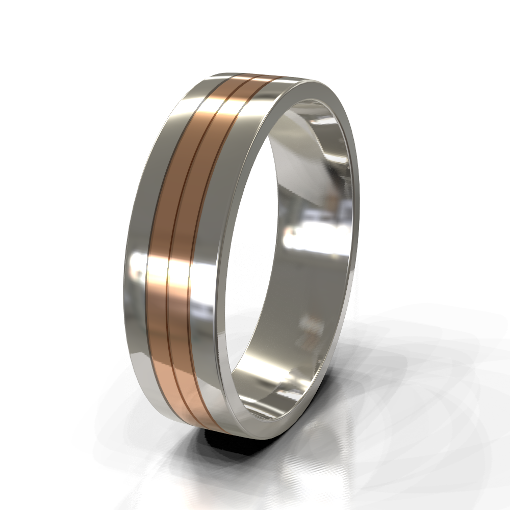 9ct White Gold 6.0mm Multi-Tone Band
